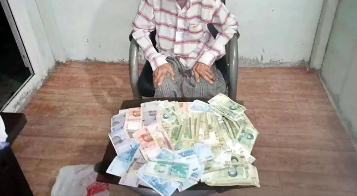 گدایی که ۶۹ میلیون تومان پول در جیبش داشت!